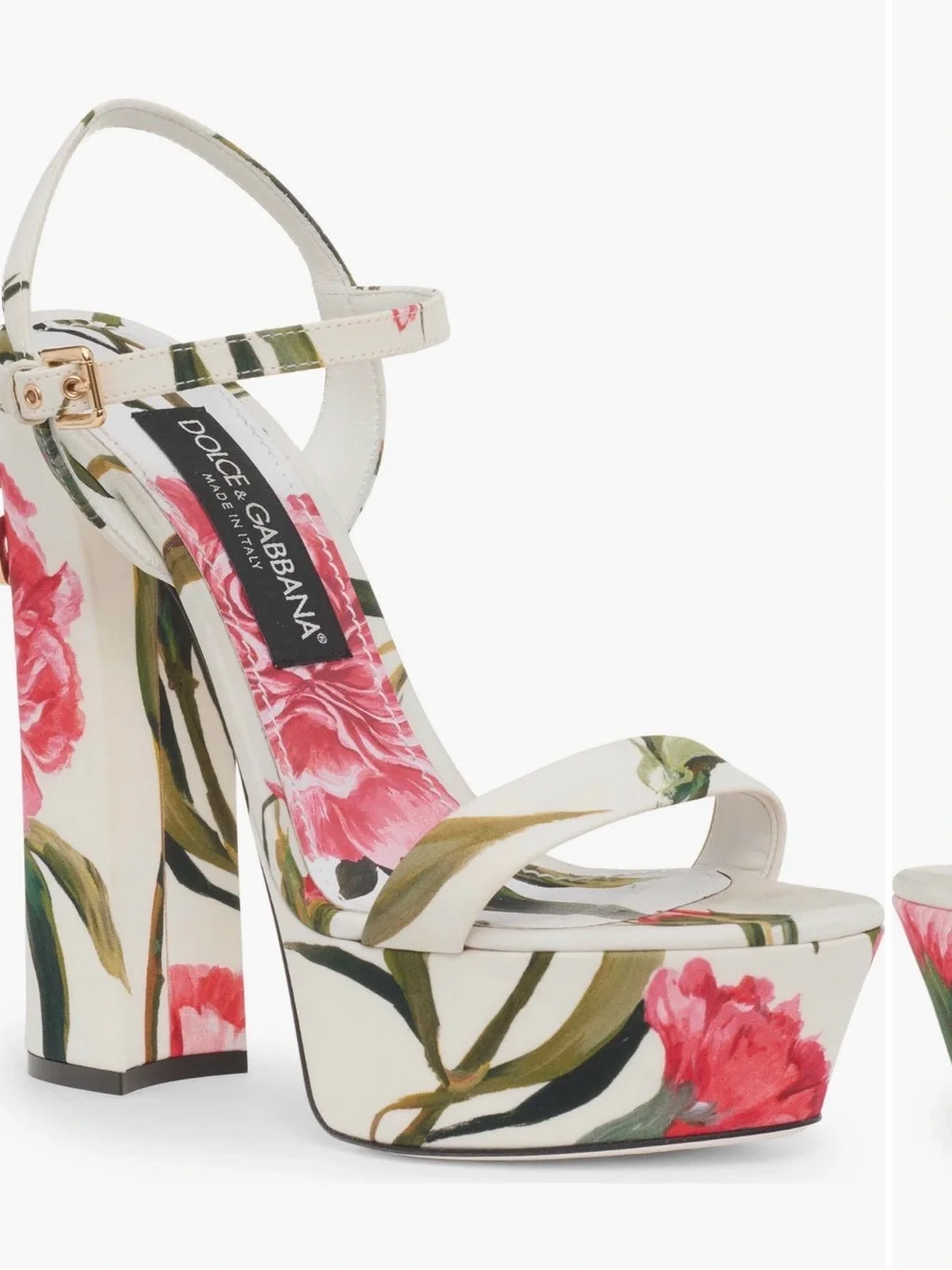 Dolce & Gabbana White Floral Platform Ankle-Strap Sandal - Picture 6 of 16